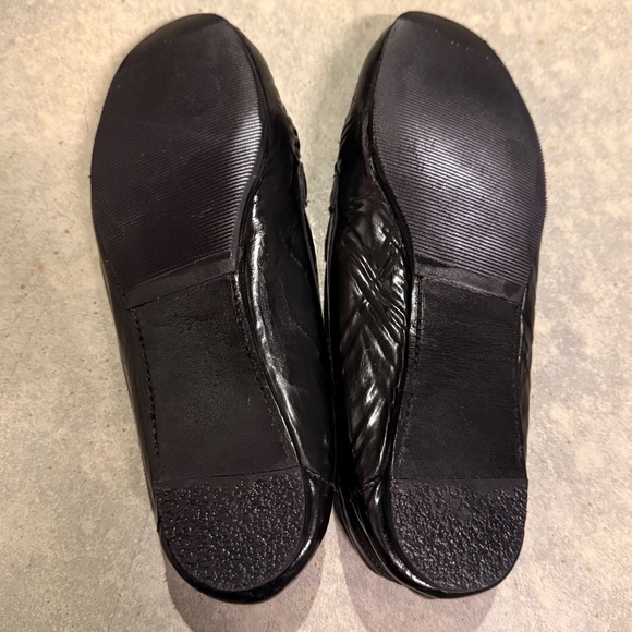 Prada Patent Leather Moccasin Driving Loafers Black Flats Gold Logo Designer 6.5 - Picture 7 of 9